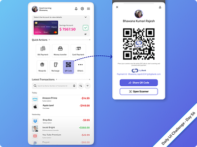 Daily UI Challenge #56 - A screen showing bank account view. daily ui challenge design hype 4 academy square.one ui ux ux design