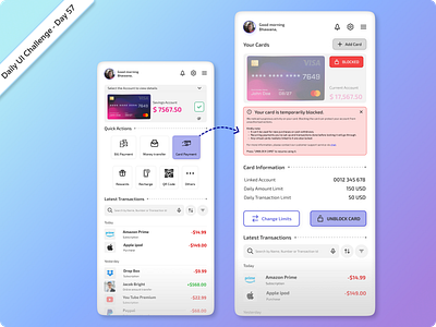 Daily UI Challenge #57 - A blocked payment card screen daily ui challenge design hype 4 academy square.one ui ux ux design