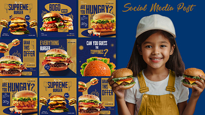 Social Media Post Design advertisement banner branding burger facebook post fast food food foodie graphic design marketing post sandwich social media ad social media post design