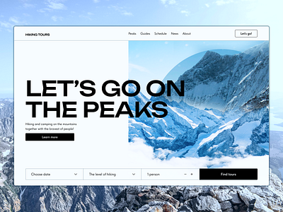 Hiking Tours Homepage concept hiking tours homepage hospitality mountains search tours travel ui web design website