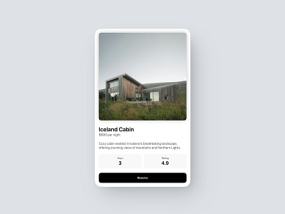 Airbnb hotel profile design. clean dark graphic design minimalist ui webdesign