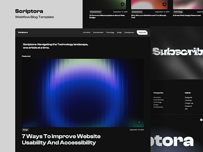 Scriptora - Tech Blog Webflow Template blog cloneable futuristic modern news site newsletter tech webflow webflow template