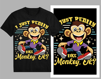 I just really like monkey ok t-shirt design cartoon character cartoon drawing cartoon logo cartoon monkey chimpanzee coloring page drawing funny gorilla mascot monkey monkey monkey logo monkey t shirt shirt streetwear t shirt design tee tshirt typography urban