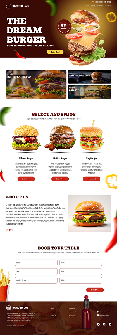 Website Design for Restaurant. front end design