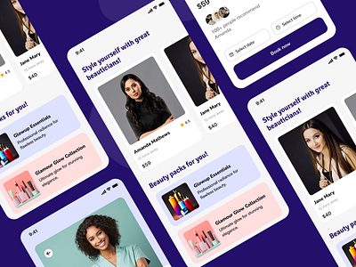 Beautician booking app concept app application design concept fashion mobile app mobile application style ux