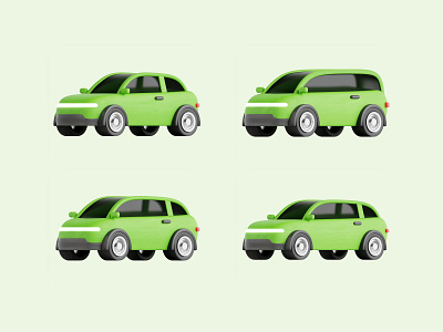 3D Green Car 3d 3d art blender car digital illustration eco friendly electric car green icon icons illustration modern simple sustainability