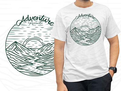 Adventure awaits mountain lake t shirt design mountain t shirt