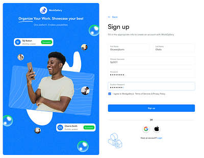 WorkGallery signup page roast signup signup page ui design uiux web ui webdesign website design