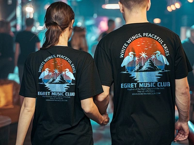 Egret, Club, Music club, Typography t shirt design couple design design egret egret design egret t shirt egret t shirt design graphic design music show t shirt design outdoor t shirt outdoor t shirt design t shirt t shirt design trendy trendy design trendy t shirt design tshirt typography typography design typography t shirt typography t shirt design