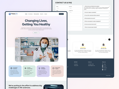 Landing Page Pharmaceutical company figma design home page landing page pastel colors pharmaceutical company ui webpage website website home page