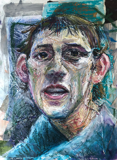 Portrait of Charles collage illustration oil pastels portrait