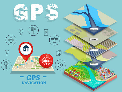 GPS Navigation Map Vector Design branding graphic design illustration