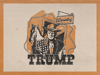 TRUMP COUNTRY america art artwork badge branding donald trump dribbble graphic design horse illustration logo retro trump vintage vintage design western