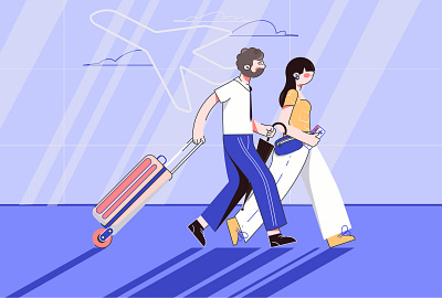 Adventure awaits illustration 2d illustration airplane pack design illustration rest ticket trip