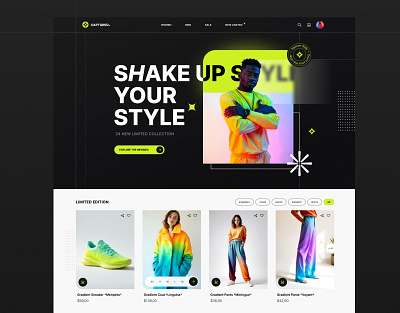 CAPTURED e-commerce webdesign branding brutalism cart clothes design ecommerce fashion gradient modern neobrutalism neon product design style ui ux webdesign webshop