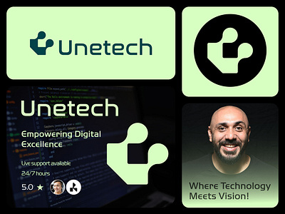 Unetech | Technology Brand Logo Design bold logo clean lines corporate digital branding distinctive futuristic geometric innovative lettermark minimalist design modern professional reliable simple sleek branding symbolic mark tech identity technology u shaped icon versatile