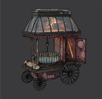 Street Cart Stylized 3d cartoon style graphic design modeler props stylized