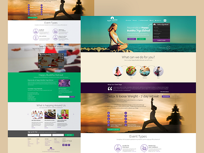 Happy Buddha Landing Page Design adobephotoshop branding clean ui design figma happy buddha meditation mindfulness minimal design modern design nature inspired spiritual website ui uiux user friendly wellness