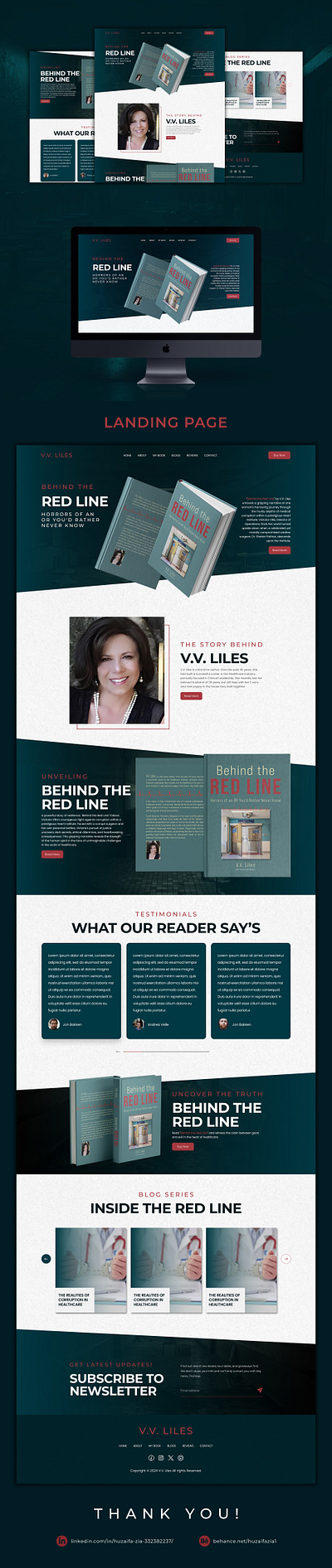 "BEHIND THE RED LINE" Landing Page author design figma landingpage ui webdesign website