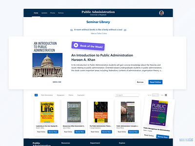 Seminar Library Web Page Design accessiblility effective figma intuitive library seminar ui uidesign usability uxdesign uxerarafat