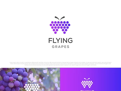 flying grapes abcdefghijklmnopqrstuvwxyz abstract logo app branding butterfly logo creative logo design flying logo fruitlogo grapes logo icon illustration logo logofolio lovelogo minimal logo ux vector