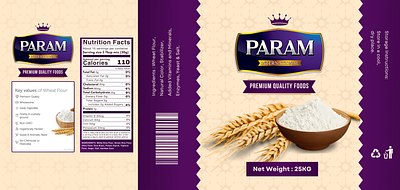 Wheat flour packing, 25KG, India cover packing label design print design