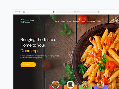 Food delivery website hero section branding graphic design logo ui