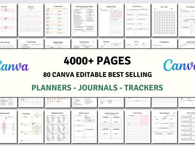 80+ Editable Canva Planners Templates fitness planner garden planner goal planner gratitude wellness journal gratitude journal kids planner law of attraction planner