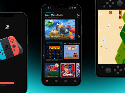 Nintendo Switch - Gaming App Concept branding console design designer game app game ui gamification gaming gaming console mobile app mobile design nintendo switch product design ui ui design ux