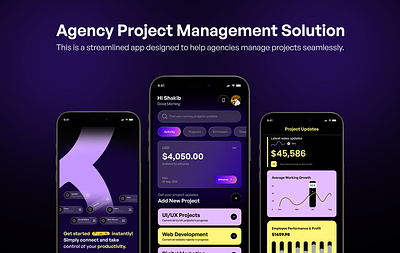 Agency Project Management Solution App UI/UX Design agency app app design interface design management app ui design user interface