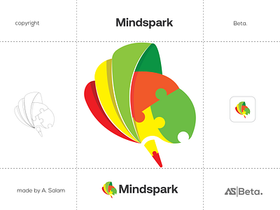 Mind spark kid toys company Minimal Modern logo design best logo brain logo brand mark branding logo color combo kid toy logo kids product logo design logo logo ideas logo inspiration logo mark logo work minimal minimalist modern toy logo vect vector logo