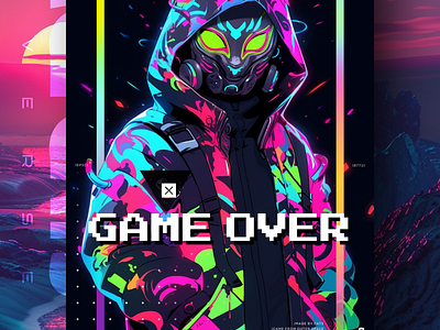 Game Over 🎮 ai branding cat daliy design illustration poster print