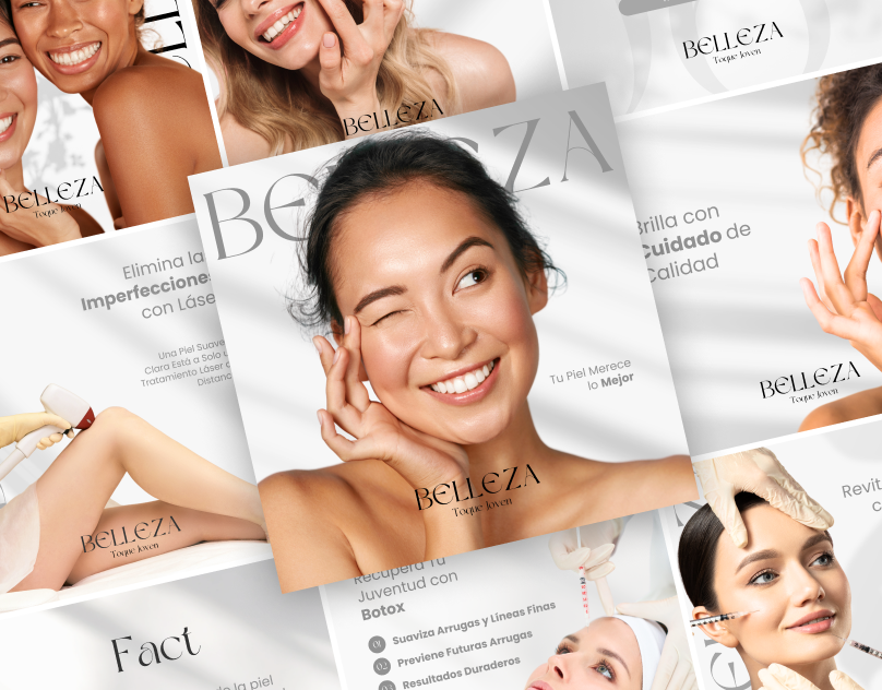 Belleza advertising beauty products branding cosmetics digital media graphic design social media marketing visual designs