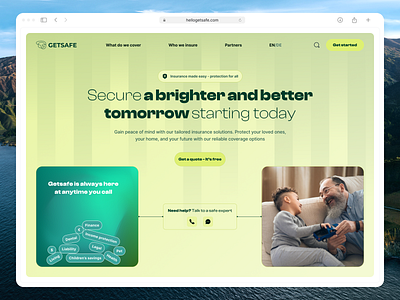 Redesigning Getsafe website green insurance website landing page websitedesign