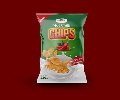 Hot Chili Chips Packet Design chips design graphic design hot chili packaging packet pouch print