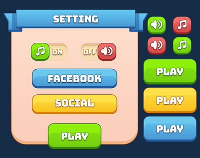 Casual Game UI popup, Setting game window, Casual game UI 2d game ui branding buttons casual game design graphic design mobile apps setting screen shop ui web mobile application web design