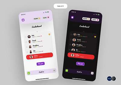 Leaderboard #DailyUI #Day19 #100DaysChallenge #uiuxdesign design mobile app mobile design ui uiux