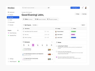 My Task calendar clean dashboard dashboard ui design event meeting meeting dashboard my task product design project management saas saas product task manager tool typography ui ui ux user experience ux