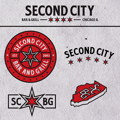 Second City Bar and Grill logo set custom logo graphic design identity design logo design typography