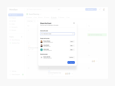 Share Event branding clean dashboard design event event share illustration popup product design saas share share popup share ui tool typography ui ui ux user experience ux web app