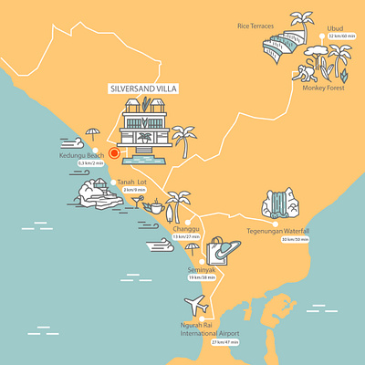 Vector Map For Silversand Villa custom map drawing map icon desing illustrated map infografical map map map design map making mapmaker vector illustration vector map