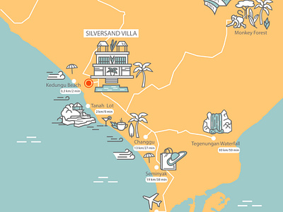 Vector Map For Silversand Villa custom map drawing map icon desing illustrated map infografical map map map design map making mapmaker vector illustration vector map