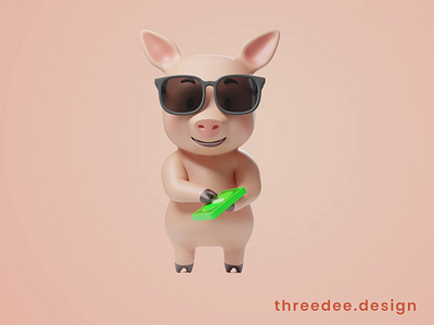 Piggy money dance 3d 3d animal 3d animation 3d mascot 3d pig animation branding fintech illustration illustrations mascot money motion graphics render resources