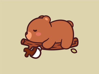 Coffee Bear adorable animal bear beast cartoon character coffe cute digital flat icon illustration jaysx1 logo mascot nap sleep vector