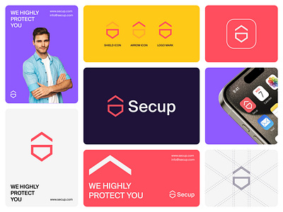 Secup - Logo Branding arrow best brand identity branding care concept creative design designer portfolio logo logo designer modern polygon protect safety service shield simple unique up