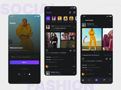 Stylify - Social + Fashion E-commerce App branding clothes design ecommerce fashion herosection illustration logo mobileapp shopping typography ui uiuxdesign ux uxdesign