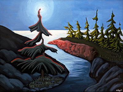 East Sooke Park, Vancouver Island acrylic art artist artwork british columbia fine art landscape painting nature painting tree vancouver island