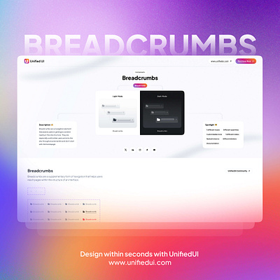 Breadcrumbs - UnifiedUI component components design figma minimal ui ui design uiux unified ui unifiedui ux variants website