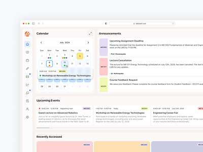 LMS Dashboard UI Design app appdesign board branding calendar chamindu cleandesign dashboard dashboard design edtech education lms modern product design saas sidebar table ui uiux web app