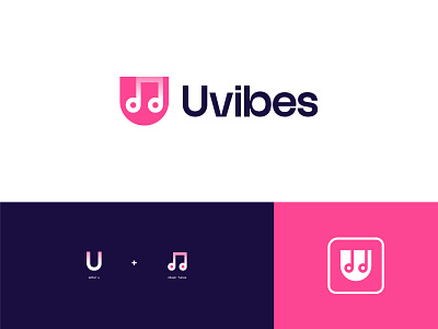 Uvibes | Music App Logo Design | modern music u letter logo app logo band logo brand identity branding design guitar logo logo logo designer music app music logo play logo playlist ringtone sound logo tune